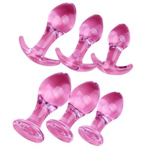 DildosDongs szklany korek analny zabawki erotyczne dla kobiet różowy stymulator kryształowy korek analny mężczyźni masaż prostaty pochwy Butt Balls 230706
