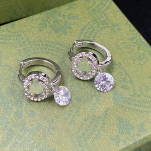 2023 New fashion Silver Charm Earrings women's Letter Diamond Pendant Luxury designer earrings for women party engagement gift jewelry