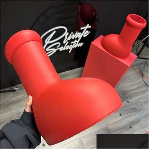 Сапоги MSCHF Big Red 2023 Astro Boy Boot Cartoon в реальную жизнь, модные мужчины, женщины Rainboots Толстая резиновая платформа с логотипом OV DHCXC