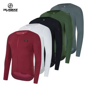 Vestido ykywbike camisa de ciclismo manga longa processo sem costura qualidade superior ykk zíper novo tecido coldback upf 50 + camisa tamanho asiático