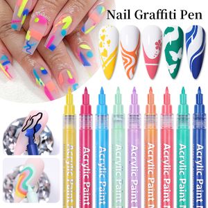 Nagelgel 1 st Vattentät Nail Art Graffiti Penna Abstrakta Linjer Blomma Skiss Ritning Nagelmålning Linje Pensel DIY Nageltillbehör Verktyg 230706