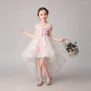 Kız Elbiseler Zarif Kızlar Çocuklar Gelinlik Pembe İlk Cemaat Çiçek Kostümü için Filmi Uzun Dantel Prenses Prom Partisi