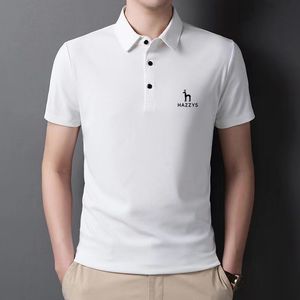 Men's T-Shirts Summer HAZZYS Cotton Short Sleeve T-Shirt Men's Business Shirt POLO Sweat Absorbing Soccer Jersey Waffle Cotton Anti Pilling 230707