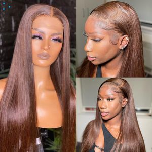 컬러 뼈 스트레이트 13x4 HD 여성을위한 투명 레이스 전면 가발은 뚜렷한 프리 플러크 브라질 머리카락