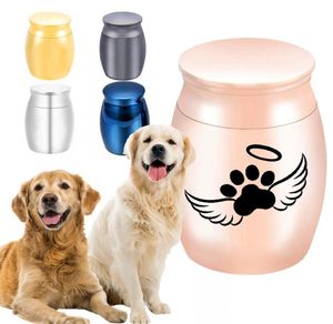 Mini cremation urn for pet ashes keepsake angel wings cremation jar dog paw print ashes container to store a small amount of ashes1787044