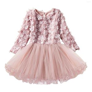 Girl Dresses Toddler Baby Kid Dress Princess Mesh Party Flowers Long Sleeve Lace Tutu Plaid Girls Youth Sweaters