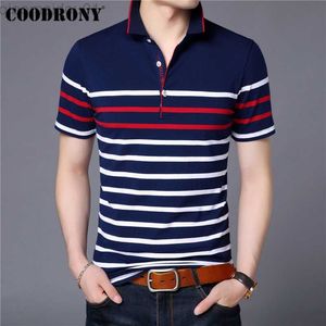 남자 티셔츠 Coodrony Cotton T 셔츠 남자 짧은 슬리브 티셔츠 남자 여름 소셜 비즈니스 캐주얼 남자 티셔츠 줄무늬 티 셔츠 homme s95101 l230707