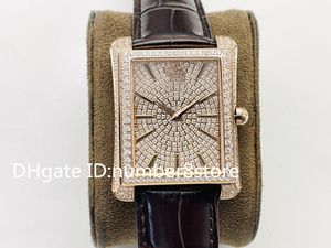 Neue Volldiamant-Luxus-Herrenuhr aus 18 Karat Roségold, rechteckige Designer-Uhr, Schweizer 2824, automatische mechanische Saphirglas-wasserdichte Uhren