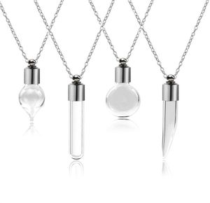 50pcs/lot Screw Cap tube Various Shapes glass vial pendant crystal Glass Perfume Locket rice vial Screw cap Necklace charm fill bottle JL1491