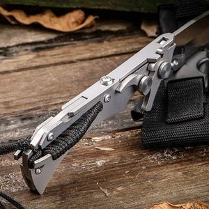 High Quality WX New Design Tactical Folding Knife 9Cr13Mov Titanium Coated Tanto Point Blade Stainless Steel Handle Knives & Nylon Bag