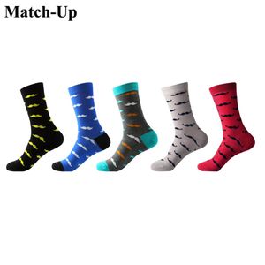 Matchup Herren-Baumwollsocken, modisch, hochwertig, Bart, Bart, farbig, Mashup-Serie, 5 Paar, Menge US 7 512305R