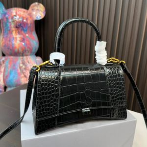 Lüks kum saati omuz çantası tasarımcı çantası siyah timsah kabartmalı küçük crossbody çanta moda kişiliği yarım ay çanta debriyaj çantası