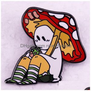 Pins Brooches Mushroom Ghost Brooch Cute Movies Games Hard Enamel Pins Collect Cartoon Backpack Hat Bag Collar Lapel Badges Drop De Dh61F
