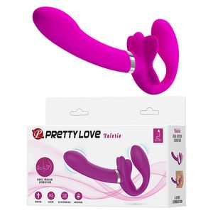 Wibratory Pretty Love 12 prędkości Strapon Dildo dla kobiet wibracyjny wibrator z podwójną penetracją lesbijki 230706