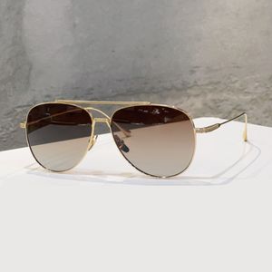 Vintage Gold Metal Pilot Solglasögon Brun Gradient Lens Herr Summer Sunnies gafas de sol Sonnenbrille UV400 Eye Wear med Box