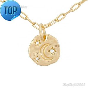 Gemnel costume jewelry hot selling 14k gold plated moon and star necklace