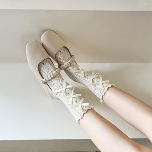 Women Socks Fashion Personality White Lace Pure Desire Sweet Tied Girly Bow Jk Mid-tube Cute Lolita Pile Female