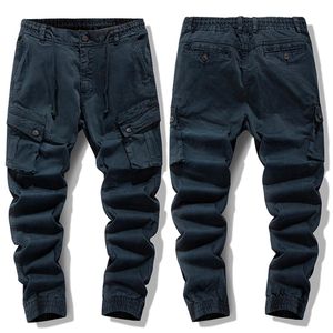 Capris Navy Blue Cargo Pants Men Auturt Winter High High Cotton Contouners Slim Fit Men Joggerカジュアルパンツ2022プラスサイズ