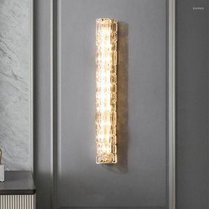 Vägglampa Kristall LED-lampor Cpper Foajé Sängbord TV Bakgrund Lampa Rektangel Hembelysning Nordic Drop