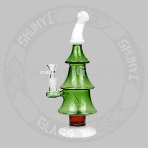 10.5 Inches X-mas gift Tree Glass Bong Dab Rig Smoke Pipe Hookah Tobacco Smoking Pipes Christmas Gifts Mixed Color