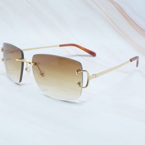 Occhiali da sole Vintage Uomo Retro Senza montatura Luxury Desinger Carter Marca Occhiali da sole Wire C Square Decorazione esterna y2k Shades 230707