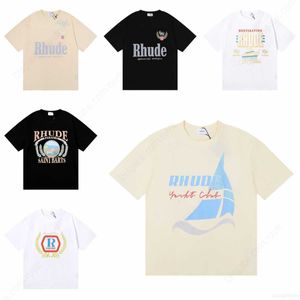 22SS RHUDE MENS T SHIRTS 여성 디자이너 인쇄 패션 남자 티셔츠 최고급 미국 크기 M-XL H1ZD# J3Z7