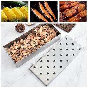 BBQ Grills Washable And Foldable Stainless Steel Smoke Box Wood Chip Smoker For Meat Smoky Flavor Barbecue Tool 230706