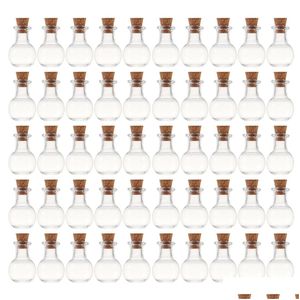 Garrafas de embalagem 50 unidades 2,4 x 2 cm 5 ml Mini rolha de vidro em forma de coração Frascos pequenos de amostra vazia Frasco de armazenamento de garrafa de desejo - Transparente D Dhkvz