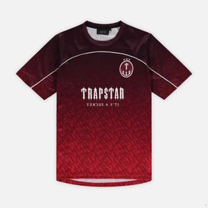 Męskie koszulki Trapstar Mesh Football Jersey Blue Red Men Men T-shirt sportowy sportowy rękaw uh