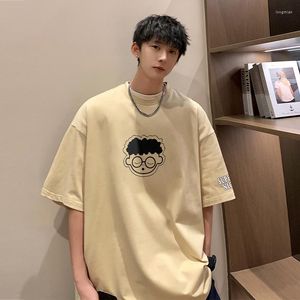 Men's T Shirts Summer T-shirt 2023 Cartoon Off Shoulder Casual Short Fashion Oversize Round Neck Half Sleeve For