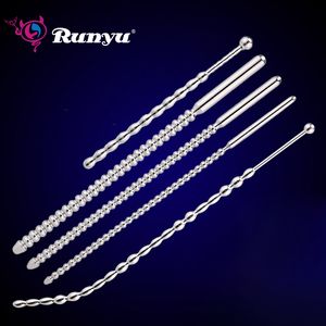 Brinquedos para adultos Runyu DoubleHeaded Horse Eye Stick Uretra Masturbador Masculino e Feminino Dilatador de uretra SM Sextoys Metal Penis Plug 230706