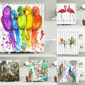 Cross-Stitch Colorful Birds Shower Curtains Waterproof Bathroom Curtains 3d Printing Home Decoration Polyester Cloth 180x200cm Bath Screen