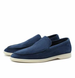 Sapatos casuais masculinos de luxo de verão LP mocassins planos baixos camurça couro de vaca oxfords LorosPiana Mocassins caminhada confortável deslizamento em mocassins sola de borracha apartamentos com caixa EU35-46