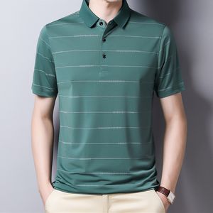 Męskie koszulki polo Ymwmhu przyjazd koszulka Polo w paski z krótkim rękawem letnia fajna koszula Streetwear moda męska koszulka Polo męskie topy ubrania 230706