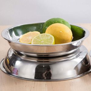 Plates 4Pcs Stainless Steel Round Dinner Fruit Trays Pasta Salad Snack Dessert Dishes Serving 26cm/28cm