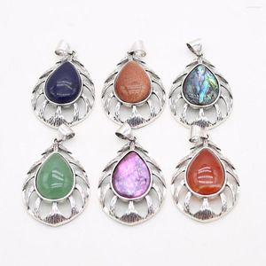 Pendant Necklaces Natural Stone Shell Exquisite Pattern Retro For Jewelry Making DIY Necklace Earrings Accessory