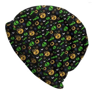 Berretti Hip Hop Inverno Caldo Uomo Donna Cappello lavorato a maglia Unisex Adulto Alien e UFO Space Star Pattern Skullies Berretti Berretti Cappellino