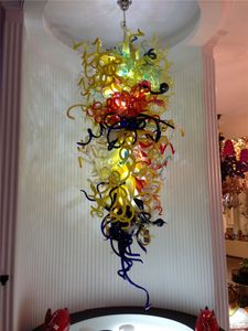 Çok renkli modern avize ışıkları sanatsal büyük boy el üflemeli cam kolye lambası lüks asılı ziyafet yemek odası