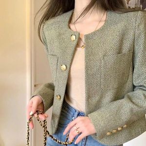 レディース ジャケット Chaquetas 女性服 Jaqueta Feminina 冬コート ファム テーラード コート グリーン ツイード ジャケット ウール ブレンド キルティング ファッション