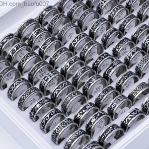 Cluster Rings Cluster Rings 24 Pieces lot Vintage Retro Style Stainless Steel For Men and Women Fashion Carved Ring WholeSale Z230710