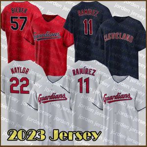 Magliette da ciclismo Magliette da ciclismo 2023 Wear Maglie da baseball Gimenez 11 Ramirez Indians Cleveland Shane Bieber Myles Straw Steven Kwan Cal Quantrill Emmanuel Clase T