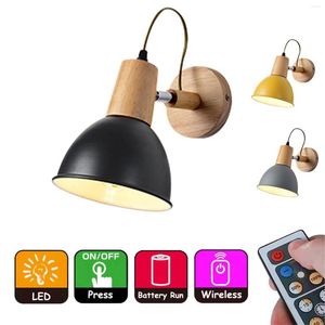 Wall Lamp 1Pcs Battery Operated Sconce Macaron Metal Modern Light Fixture Nightstand Remote Control For Entrance Loft Staircase