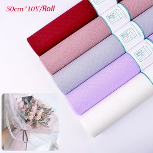 Förpackningspapper koreanskt blomma inpackning Mesh Paper Dot Floral Bouquet Presentförpackningsmaterial Diy Craft Net Paper Florist levererar 50 cm*10y 230707