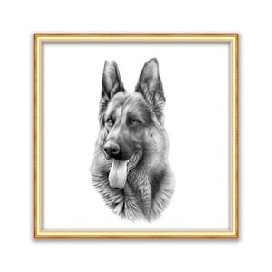 Curtains Animal German Shepherd Diy Cross 11ct Embroidery Kits Craft Needlework Set Cotton Thread Printed Canvas Home Decoration