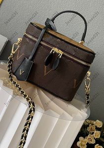 10A Designerväska Damer i äkta läder Vanity PM-väska Axelväskor Crossbody-väska Handväska Kosmetikväskor Handväska plånböcker ryggsäck avtagbar läderkedja M45165