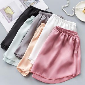 Women's Shorts Safety Boxer High Pants Color Underpants Solid Waist 2023 Summer Short Elastic Women Ladies Soft Ice Silk