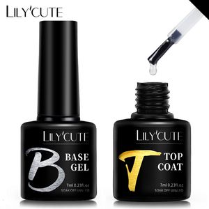 Nail Polish LILYCUTE 7ML Base Nowipe Top Coat UV Gel Colorful Gel Nail Polish Semi Permanent Soak Off UV LED Nail Art Manicure Nail Varnish 230706