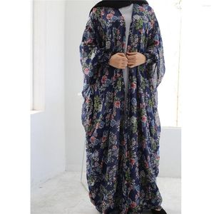 Abbigliamento etnico Commercio estero Donna Estate Chiffon Stampato Abito islamico musulmano Serie Abito Abaya per donna Dubai