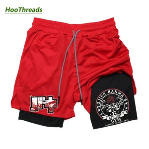 Herren-Shorts, Anime Baki, 2-in-1-Gym-Performance-Shorts, sportliche Herren-Kompressionsshorts, schnell trocknend, Stretch, Workout, Fitness, Laufen, Joggen, 230706