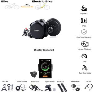 Luci Bafang 48V 52V 1000W 68 mm BBS03 BBSHD Mid Drive Motor Bike Electric Bike Conversione Kit fai -da -te Bike Dispositivo Potente 8fun mm G320.1000 Motore